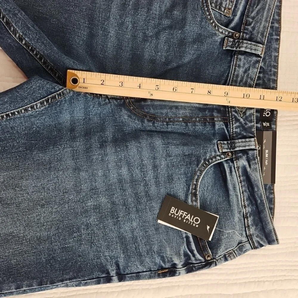 Buffalo David Bitton Ash Jeans Men's 34x30 Med Wash NEW Slim‎ Straight Stretch
